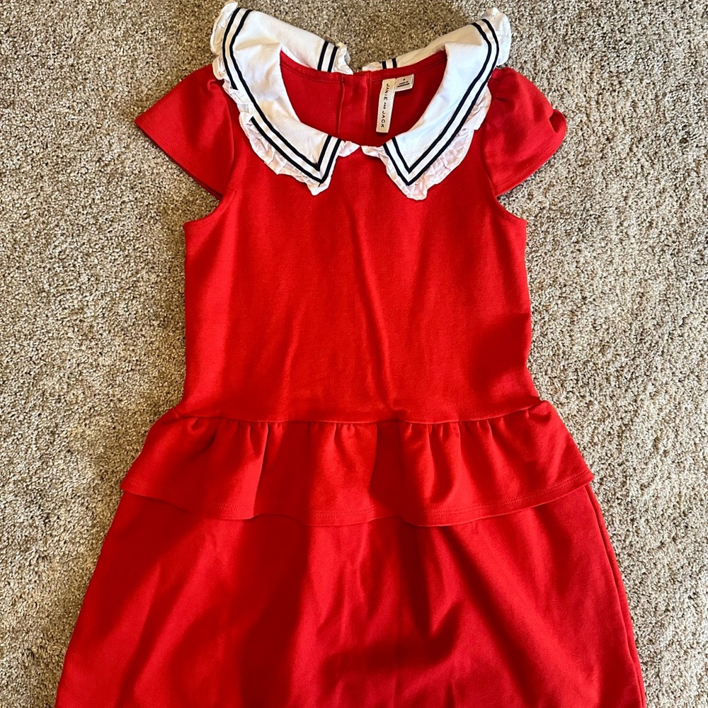 Girls Janie & Jack Red Dress with White Sailor Collar